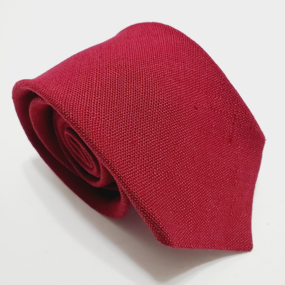 Moygashel Necktie Red Geometric Pattern Irish Linen Fabric 56x3"
